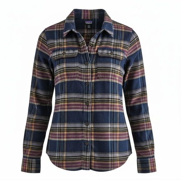 Patagonia Fjord Flannel Shirt Stone Blue Women's XS Organic Cotton NWT - Picture 1 of 12